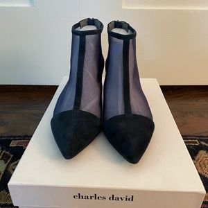 Charles David Navy Suede Kitten Parlour Heels